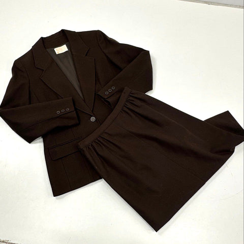 Vintage 80s Pendleton Virgin Wool Skirt Suit Set Made in USA Sz 8