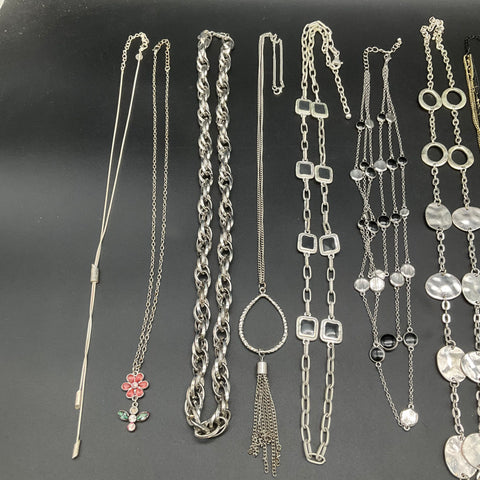 Marc Jacobs & Fashion Jewelry Lot 13 Necklaces Gold Silver Tone Vintage Tassels