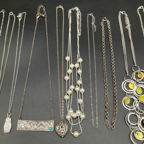 Mixed Costume Jewelry Necklace Lot 15pc Faux Pearl Pendants Vintage to Modern