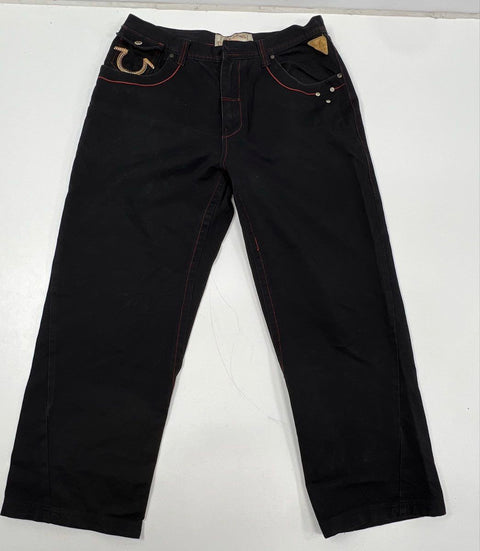 Barefox Royal Denim Men's Black Red Stitch Horseshoe Embroidery Jeans 38x32