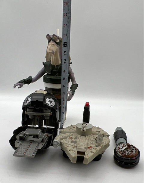Star Wars Toy Lot Jar Jar Binks Cup TIE Pilot Micro Playset Millennium Falcon 5