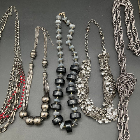 Statement Fashion Necklace Lot of 8 Rhinestone Faux Pearl Tassel Horn Pendant