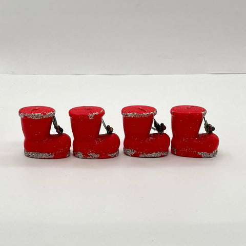Vintage Christmas Boot Candles Lot 4 Red Wax Figurines With Original Box Japan