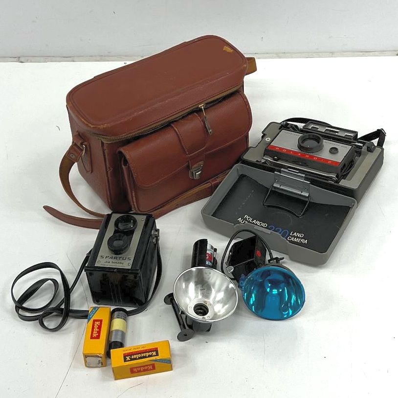 Vintage Polaroid 220 Land Camera Spartus Six-Twenty Camera Film Flash Lot