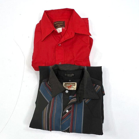 Vintage 90s Lot of 2 Western Pearl Snap Shirts Youngbloods Striped Red Sz M