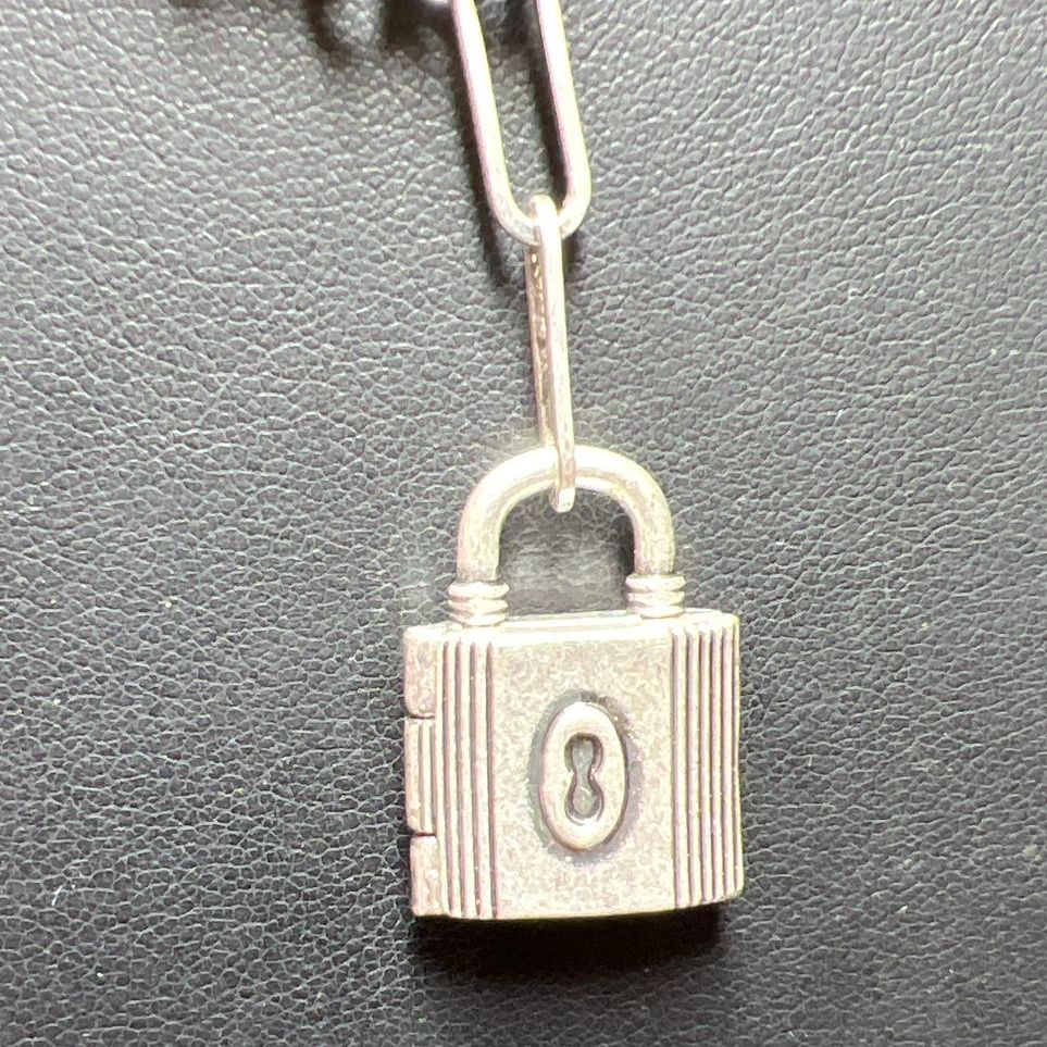 Cabi Padlock Pendant Silver tone Necklace with Pouch