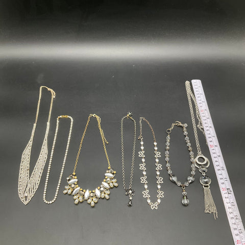 Vintage to Modern Costume Jewelry Necklace Lot of 7 Rhinestone Statement Bib