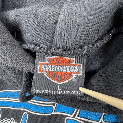 Vintage 90s Harley-Davidson Maui Hawaii Eagle Black Hoodie Sweatshirt Men's L