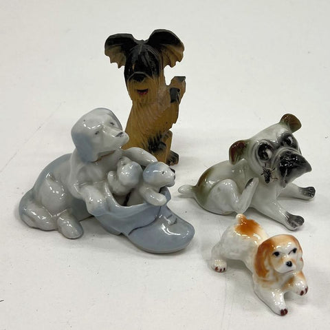 Vintage Dog Figurines Lot 4 Porcelain Ceramic Made in Japan Spaniel Terrier