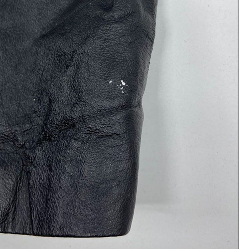 Vintage 90s Phase Two Black Leather Button Front Long Jacket Coat Sz 1XL