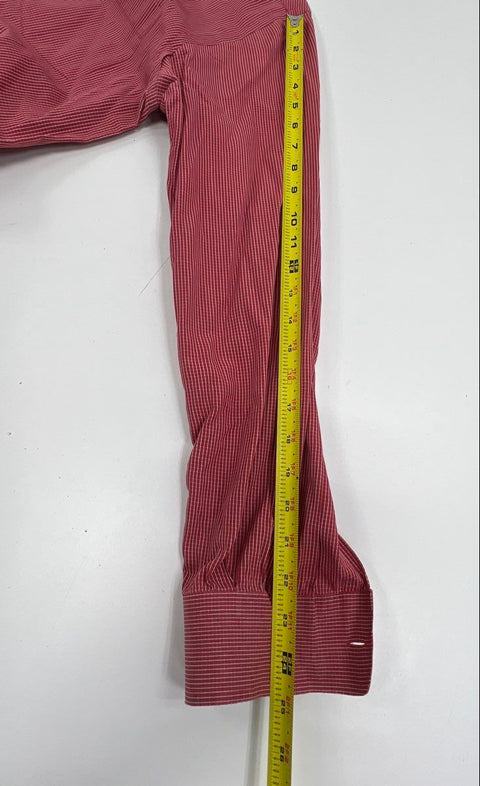 Burberry Men's Red White Plaid Button Up Shirt Nova Check Trim Classic Fit M