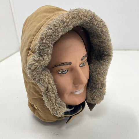 Vintage Carhartt 968QH Brown Duck Canvas Quilted Faux Fur Snap Hood Made USA