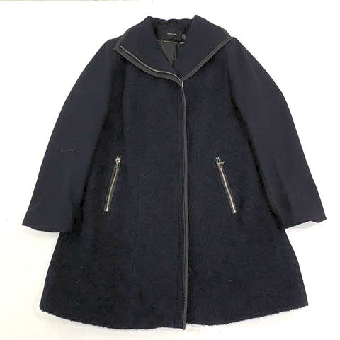 Tahari Women's Black Boucle Asymmetrical Zip Moto Coat Jacket Size XL