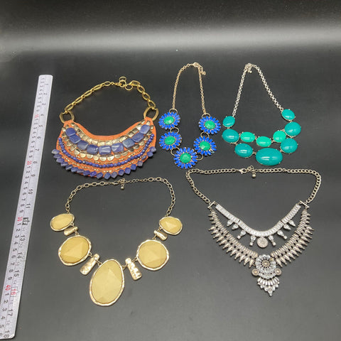 Statement Fashion Necklace Jewelry Lot of 5 Bib Choker Floral Boho Styles
