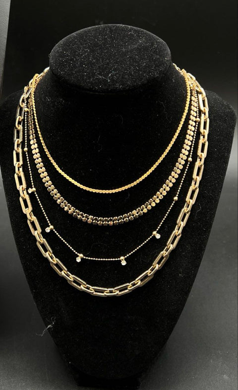 EVRY Gold Tone Chain Necklaces Paperclip Herringbone Curb 444 Jewelry Lot of 10