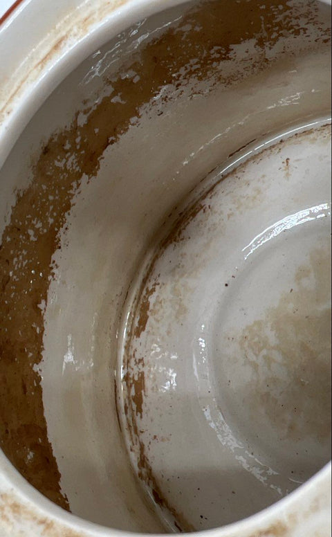 Ceramic Teapot Blue Floral Vine Pattern with Lid & Rattan Handle