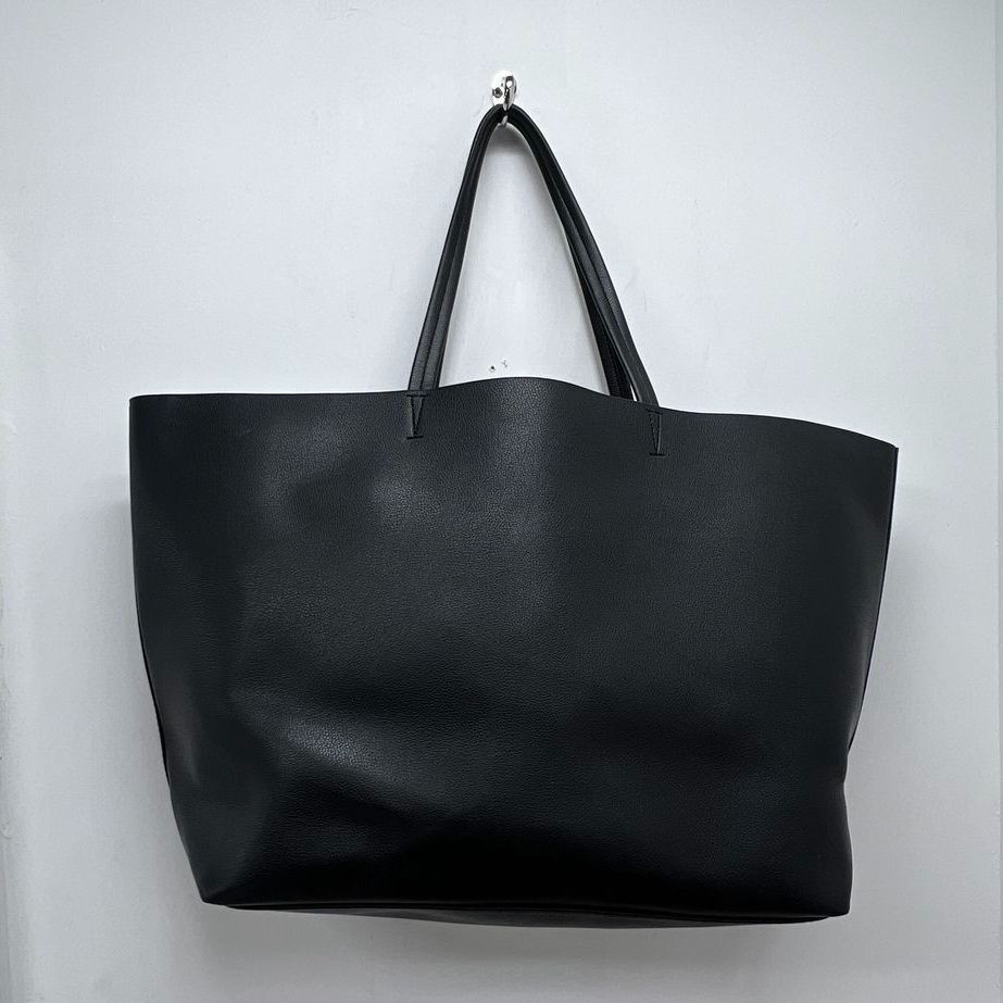 NWT Victoria Secret Large Tote Black Faux Leather Tinsel Tassel $99