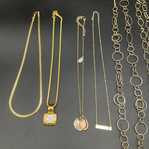 Costume Jewelry Lot 10 Necklaces Gold Tone Beaded Statement Pendants Aldo