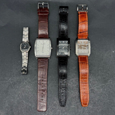 Kenneth Cole Reaction & New York Watch Lot of 4 Leather & Steel Band Men's