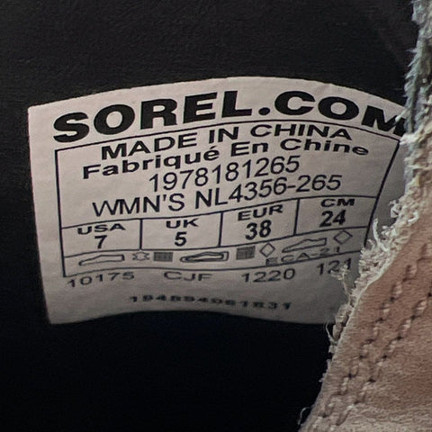 Sorel Joan of Arctic Wedge III Chelsea Taupe Leather Ankle Boots Size 7