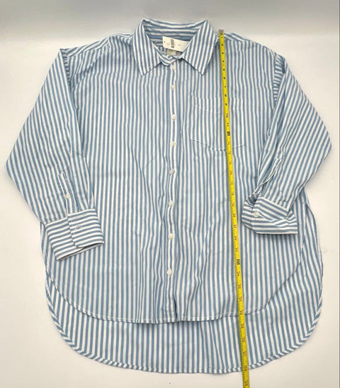 Maeve Women's Blue Striped Long Sleeve Button Down Shirt Sz M NWT