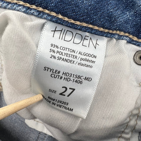 NWT Hidden Jeans Happi Crop Flare Raw Hem Distressed Jeans Women's Size 27