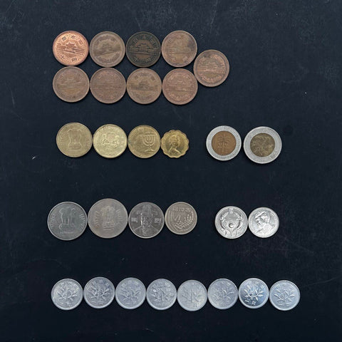Foreign Coin Lot Japan India Hong Kong Singapore 29 Pieces Mixed Era