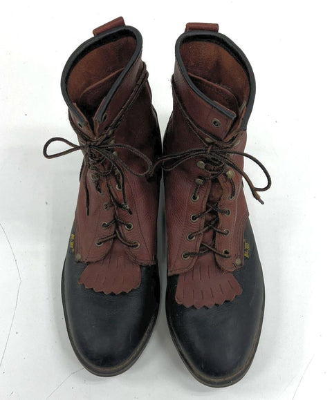 Vintage Ad Tec 1779 Packer Kiltie Work Boots Brown Black Leather Size 13 M
