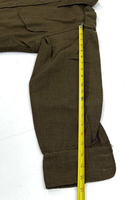 Vintage 50s Military Issue Wool Field Shirt Button Up Olive Drab Sz M