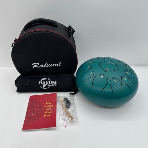 Rakumi Steel Tongue Drum 12 Inch 13 Notes C Major Percussion Kit Teal