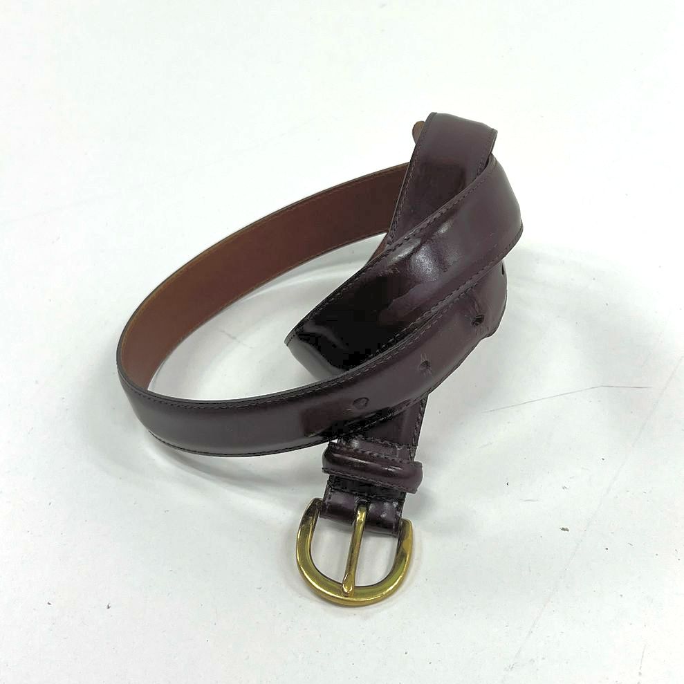 VTG Women's Coach Burgundy Maroon Wine Cowhide 3921 Brass Buckle Belt - Size 38