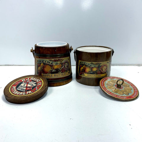 Heinz Apple Butter Vintage Advertising Lot 2 Wood Barrel and Ice Bucket 1980s