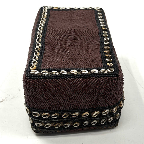 Sumatran Beaded Wedding Basket Pair Indonesian Bamboo Nassa Shell Batik Vintage