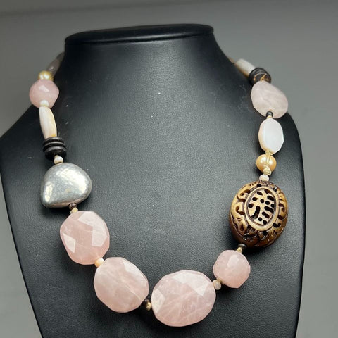 Silpada Pink Stone Pearl Beaded Necklace 75.19g