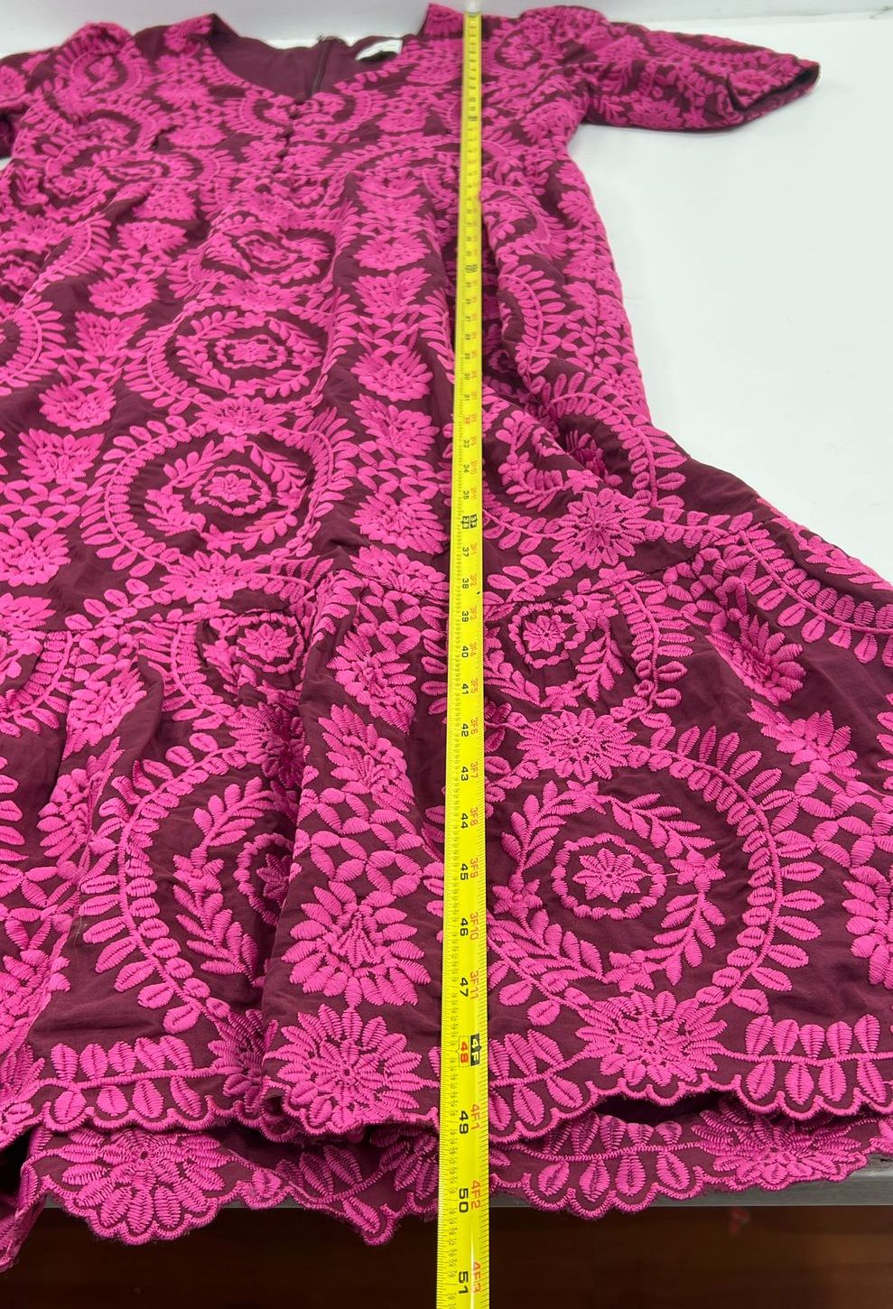 Women's Adelyn Rae Magenta Embroidered Ruffle Cotton Maxi Dress - Size XL