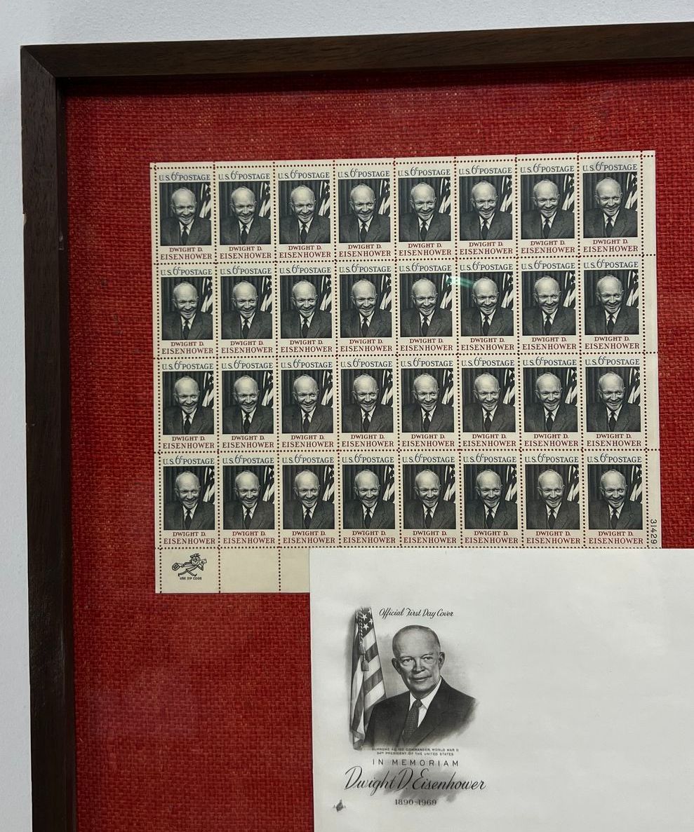 Dwight D Eisenhower Framed Stamp Collection 1969 First Day Cover FDC Ephemera