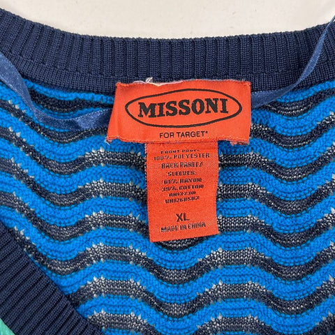 Missoni for Target Chevron Mixed Media Abstract Sweater Top Blue Women's XL