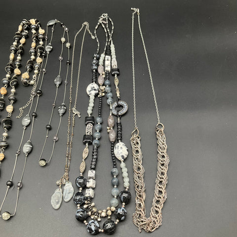 Treska AEV Boho Beaded Statement Necklaces Jewelry Lot of 8 Silver Tone