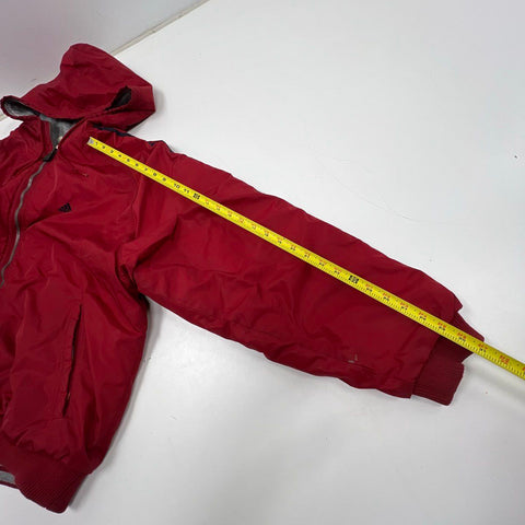 Vintage 90s Adidas Reversible Hooded Puffer Bomber Jacket Red Gray Sz 2XL