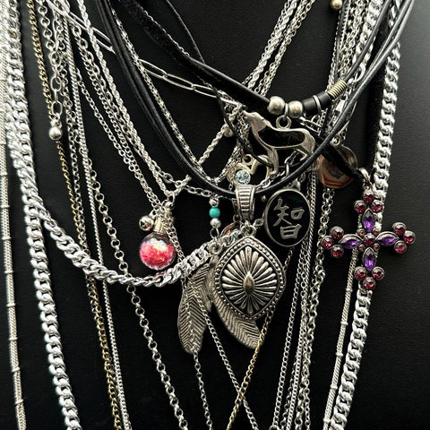 Mixed Fashion Necklace Lot of 20 Costume Jewelry Silver Tone Vintage to Modern