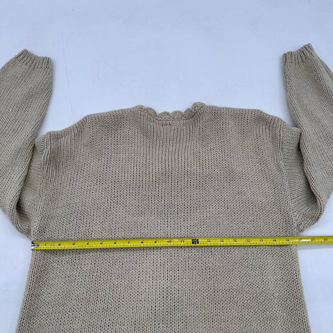 Vintage 80s Bobbie Brooks Hand Knitted Floral Embroidered Sweater Sz L