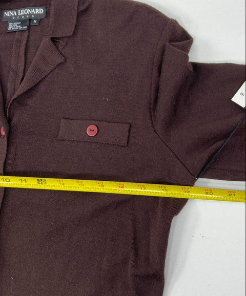 Vintage 90s Nina Leonard Wool Blend Knit Duster Shirtdress Sz M NWT