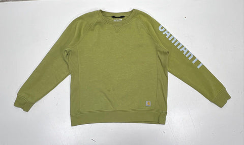 Carhartt Women's Green Relaxed Fit Logo Sleeve Crewneck Sweatshirt Size L