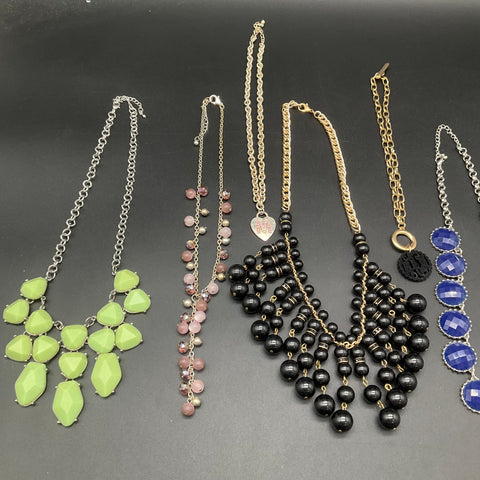 Fashion Statement Necklace Lot of 10 Gold and Silver Tone Beaded Pendants