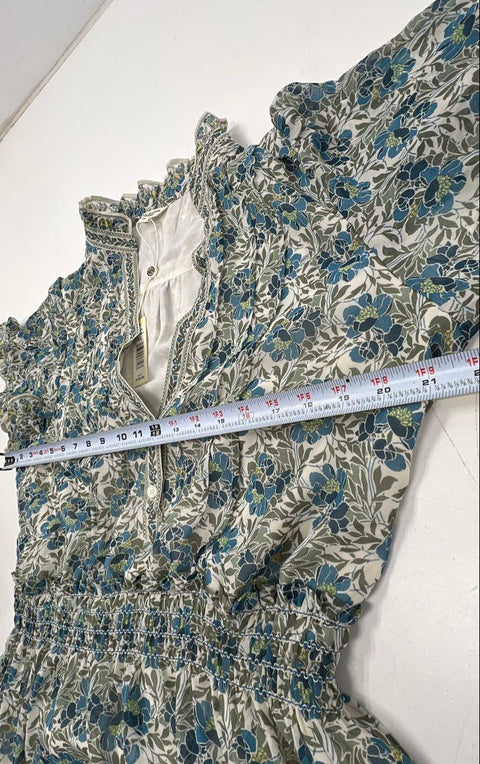 Max Studio Women's Blue Floral Tiered Smocked V-Neck Maxi Dress Sz XL NWT