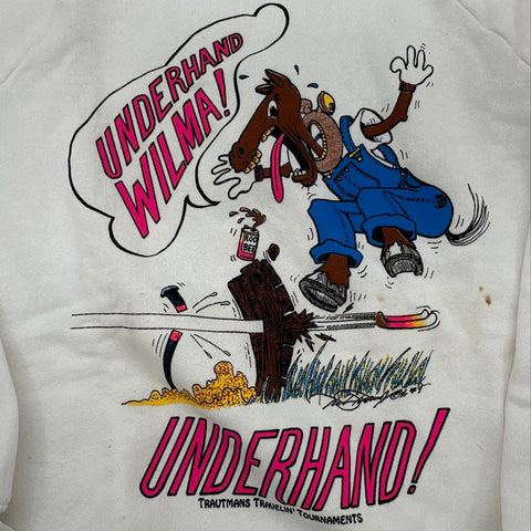Vintage 90s Underhand Wilma Trautmans Travelin Tournaments Sweatshirt Sz S USA