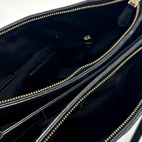 Coach Black Crossgrain Leather Triple Compartment Christie Carryall Tote Bag