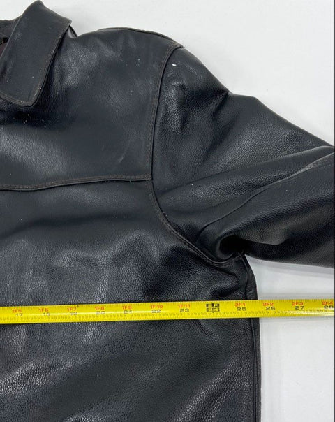 Columbia Vintage Y2K Black Pebbled Leather Full Zip Jacket Men's XL