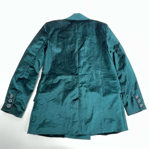 Free People Green Velvet Ashby Double Breasted Blazer Jacket Women's L