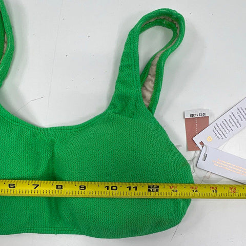 Pilyq NWT Women's Green Reef Textured High Cut Bikini Set Top D Bottom L